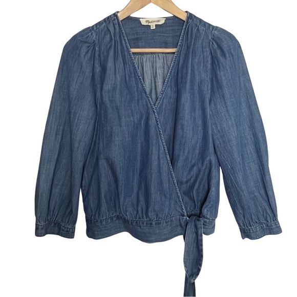 MADEWELL Wrap Chambray Denim Top - Picture 4 of 9